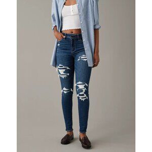 American Eagle Curvy Super Hi-Rise Jeggings Dark Distressed